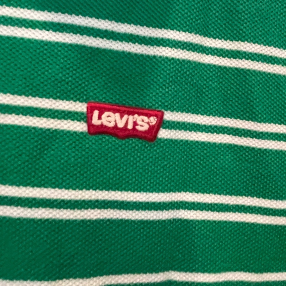 Levi's Green and White Striped Polo Shirt - Picture 4 of 4
